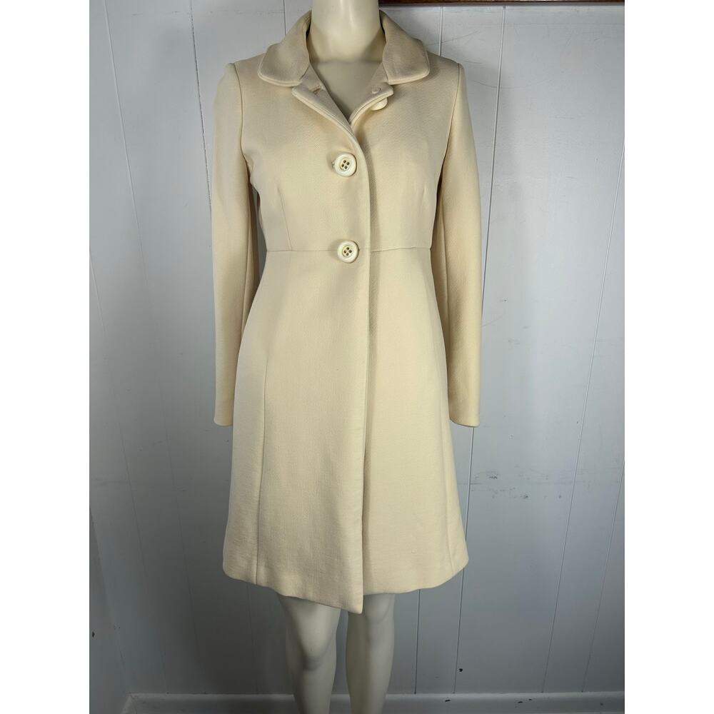 J.Crew Women's Cream Color Wool Blend Coat Single Breasted Classic Size 4 - Picture 2 of 7